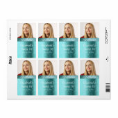 Sweet Sixteen, Turquoise Damast, Op Maat Etiket (Full Sheet)