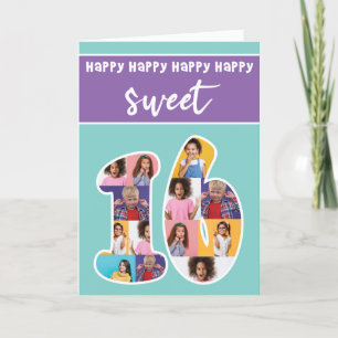 Sweet Sixteen Verjaardag Fotokaart Sjabloon