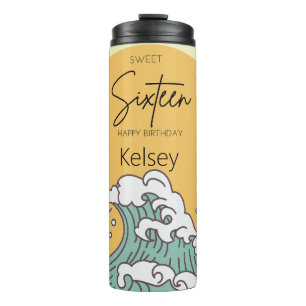 Sweet Sixteen Wave in Sun Monogram Naam Thermosbeker