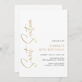 Sweet Sixteen Wit en Goud Script 16e verjaardag Kaart (Voorkant / Achterkant)