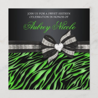 Sweet sixteen Zébrée Chic Invitation À Bow Bijoux