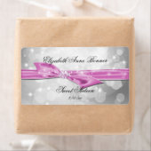 Sweet Sixteen, Zilver, Roze Satijn, Op Maat Etiket (Insitu)