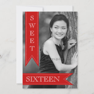 Sweet Sixteentbh Birthday Red Ribbons Kaart