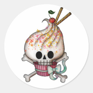 Sweet Skull Cupcake Ronde Sticker