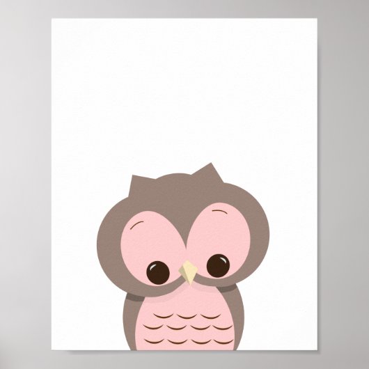 Sweet Slapy Owl in roze Nursery Wall Decor Poster (Voorkant)