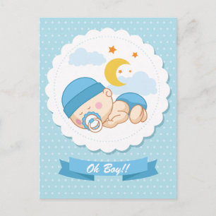 Sweet Sleeping Baby Boy Baby shower Invitation Uitnodiging Briefkaart