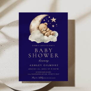Sweet Sleeping Beer Midnight Blue Baby shower Kaart