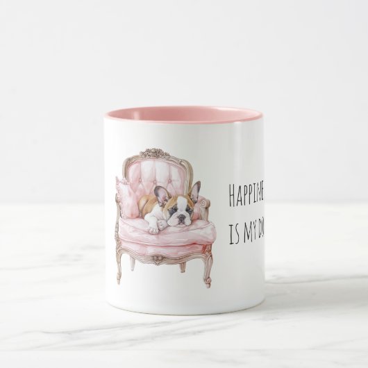 Sweet Sleeping Black Cream Puppy Dog Mok (Midden)