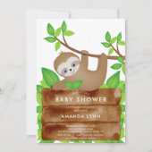 Sweet Sloth Baby shower Invitation (Devant)