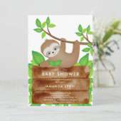 Sweet Sloth Baby shower Invitation (Debout devant)
