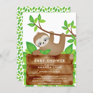 Sweet Sloth Baby shower Invitation Kaart
