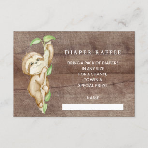 Sweet Sloth Baby shower Luier Raffle Ticket Informatiekaartje
