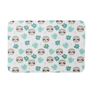 Sweet Sloth Floral Pattern Badmat