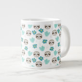 Sweet Sloth Floral Pattern Extra Grote Beker (Voorkant rechts)