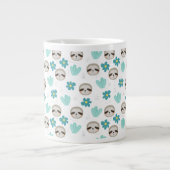 Sweet Sloth Floral Pattern Extra Grote Beker (Voorkant)