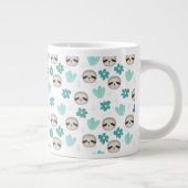 Sweet Sloth Floral Pattern Extra Grote Beker (Rechts)