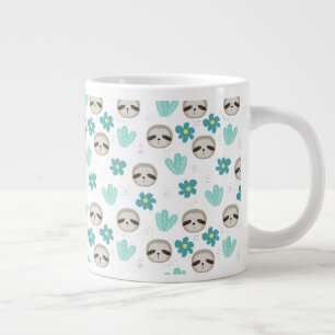 Sweet Sloth Floral Pattern Extra Grote Beker