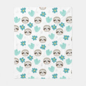 Sweet Sloth Floral Pattern Fleece Deken (Voorkant)