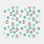 Sweet Sloth Floral Pattern Fleece Deken (Voorkant (Horizontaal))