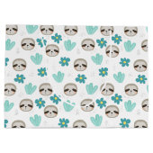 Sweet Sloth Floral Pattern Groot Cadeauzakje (Achterkant)