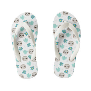Sweet Sloth Floral Pattern Kinder Teenslippers