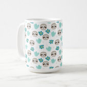 Sweet Sloth Floral Pattern Koffiemok (Voorkant links)