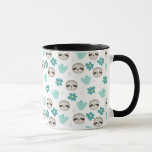 Sweet Sloth Floral Pattern Mok