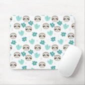 Sweet Sloth Floral Pattern Muismat (Met muis)
