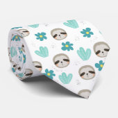 Sweet Sloth Floral Pattern Stropdas (Opgerold)