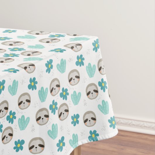 Sweet Sloth Floral Pattern Tafelkleed (Voorbeeld)