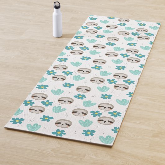 Sweet Sloth Floral Pattern Yogamat (In situ)