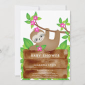 Sweet Sloth Girls Baby shower Invitation (Devant)