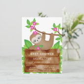 Sweet Sloth Girls Baby shower Invitation (Debout devant)