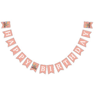 Sweet Sloth Happy Birthday Roze Schattige Vlaggetjes