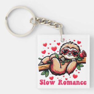 Sweet Sloth Moments: Valentijnsdag Langzame Romanc Sleutelhanger