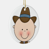 Sweet Smiling Baby Boy Westerne Cowboy Keepomwille Keramisch Ornament (Rechts)