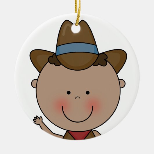 Sweet Smiling Baby Boy Westerne Cowboy Keepomwille Keramisch Ornament (Voorkant)