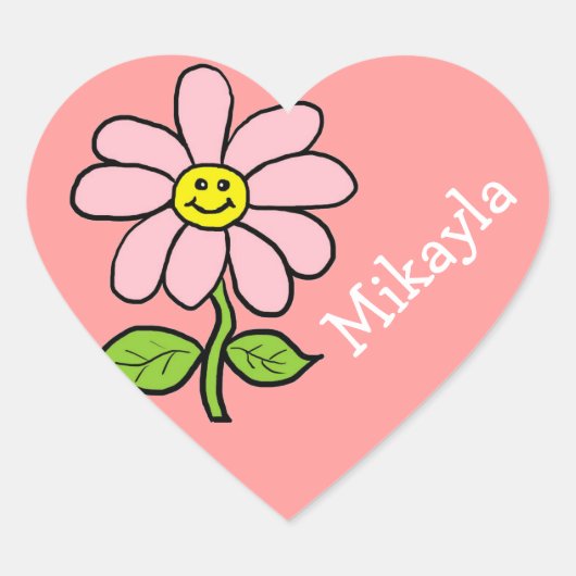Sweet Smiling Daisy Hart Sticker (Voorkant)