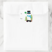 Sweet Smiling Frosty Snowman Vierkante Sticker (Tas)
