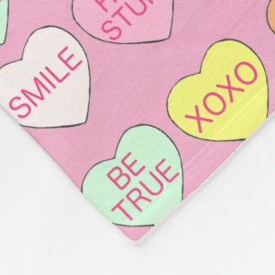 Sweet Snoep Conversation Hearts Valentijnsdag Fleece Deken
