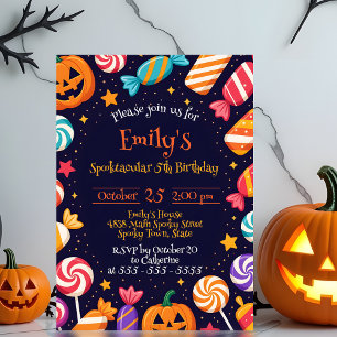 Sweet Snoep en Jack-o'-Lantern Halloween Verjaarda Kaart