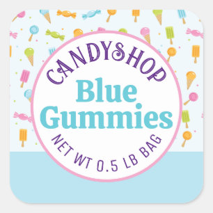 Sweet Snoep Shop Ice Cream Blue Sticker Label