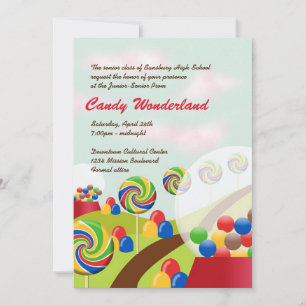 Sweet snoep wonderland junior senior prom formal kaart