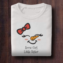 Sweet Snow Girl Little Sister Cute Snowman Face T-shirt