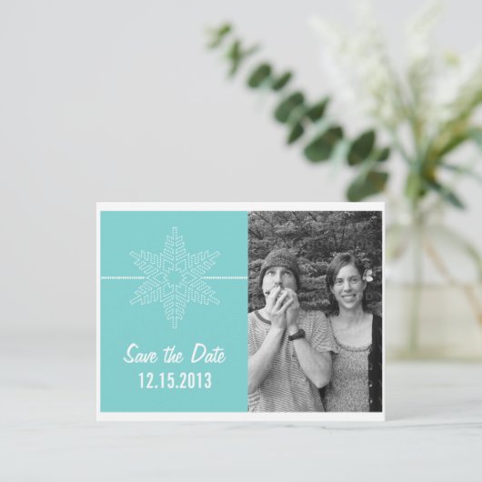 Sweet Snowflake Enregistrer la date Carte postale, (Debout devant)