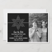 Sweet Snowflake Save the Date Invite, Black Kaart (Voorkant)