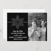 Sweet Snowflake Save the Date Invite, Black Kaart (Voorkant / Achterkant)
