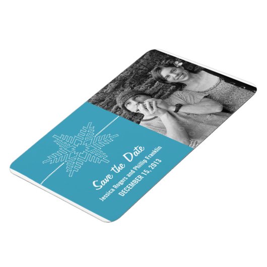 Sweet Snowflake Save the Date Magnet, Blue Magneet (Linkerzijde)