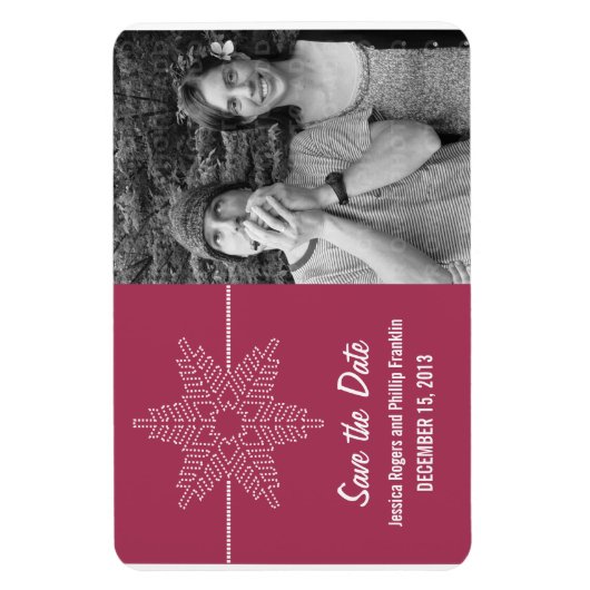 Sweet Snowflake Save the Date Magnet, Fuchsia Magneet (Verticaal)