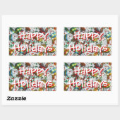 Sweet Snowmen Happy Holidays rectangle autocollant (Feuille)